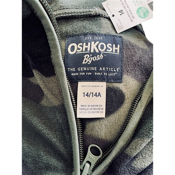 OshKosh B'gosh Kids 14 14A Camo Fleece 1/4 Zip Pullover Sweatshirt Pockets - Picture 4 of 5